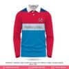 Polyester Fabrics Red Blue Cricket Jersey with Logo-WLP-126; red blue cricket jersey; best cricket jersey maker in usa; personalized jersey design in bd; premium jersey maker iuun usa; best jersey design in usa; personalized jersey design in usa