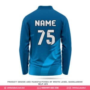 Premium Design Full Sleeve Blue Cricket Jersey with Collar-WLP-104; blue cricket jersey; premium cricket jersey maker in usa; personalized jersey design in usa; best jersey maker in usa; premium jersey design in usa; best jersey manufacturer in usa; best jersey design in usa