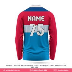 Polyester Fabrics Red Blue Cricket Jersey with Logo-WLP-126; red blue cricket jersey; best cricket jersey maker in usa; personalized jersey design in bd; premium jersey maker iuun usa; best jersey design in usa; personalized jersey design in usa