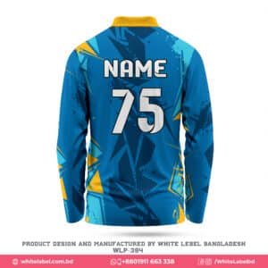Customized Polo Blue Cricket Jersey Full Sleeve with Logo-WLP-384; blue cricket jersey maker; personalized cricket jersey maker in bd; personalized cricket jersey design in usa; best cricket jersey manufacturer in USA; personalized cricket jersey design in USA