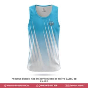 Blue White Tank Top with Logo; blue tank top maker in usa; premium tank top design in usa; personalized tank topo manufacturer in usa; sublimation tank top design in usa; custom blue white tank top design in Bangladesh