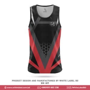 Customized Black Red Tank Top for Man with Logo-BN-167; black red tank top; black red tank top maker in usa; premium black red tank top; tank top maker in usa; sublimation tank top design in usa;